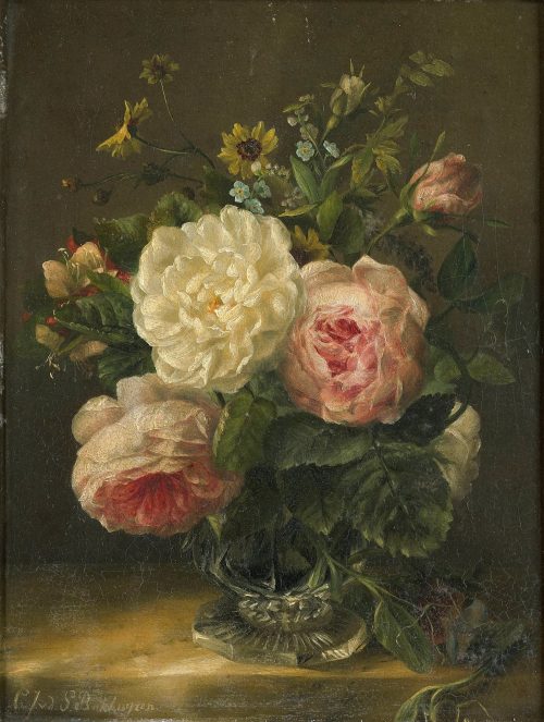 Stilleven met bloemen in een kristallen vaas (1850) by Gerardina Jacoba van de Sande Bakhuyzen