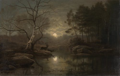 Forest Landscape in the Moonlight (1861) by Georg Eduard Otto Saal