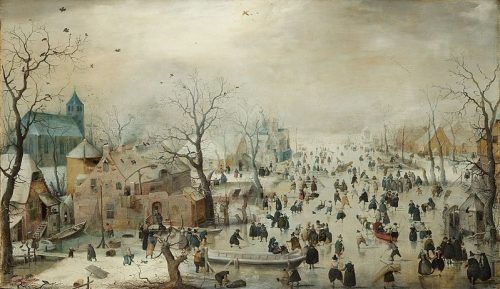 Winter Landscape with Ice Skaters (1608) by Hendrick Avercamp