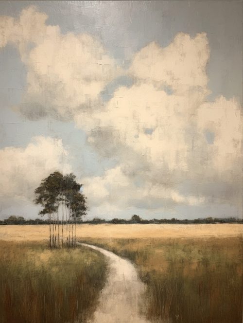 Encaustic Painting II Village by Md Siddique