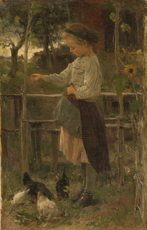 Feeding Chickens (1866) - Jacob Maris