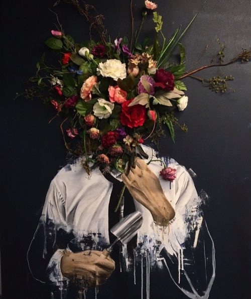 Colorful Street Art Paintings Replace Heads With 3D Flower Bouquets