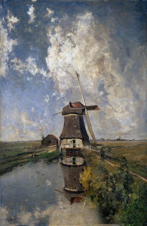 A Windmill on a Polder Waterway, Known as ‘In the Month of July’ 1889 by Paul Joseph Constantin Gabriël