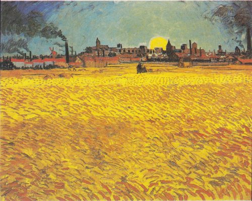 Wheat field at sunset (1888) by Vincent van Gogh