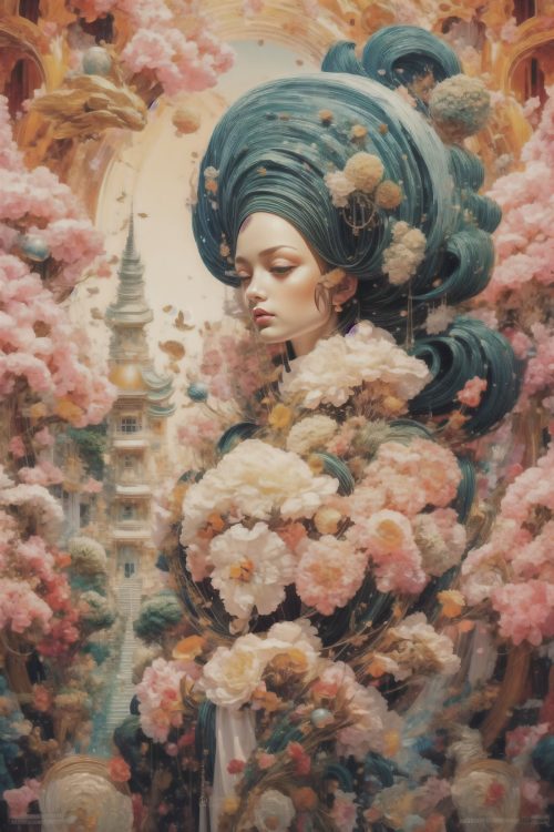 Woman and flowers by Linh Doan