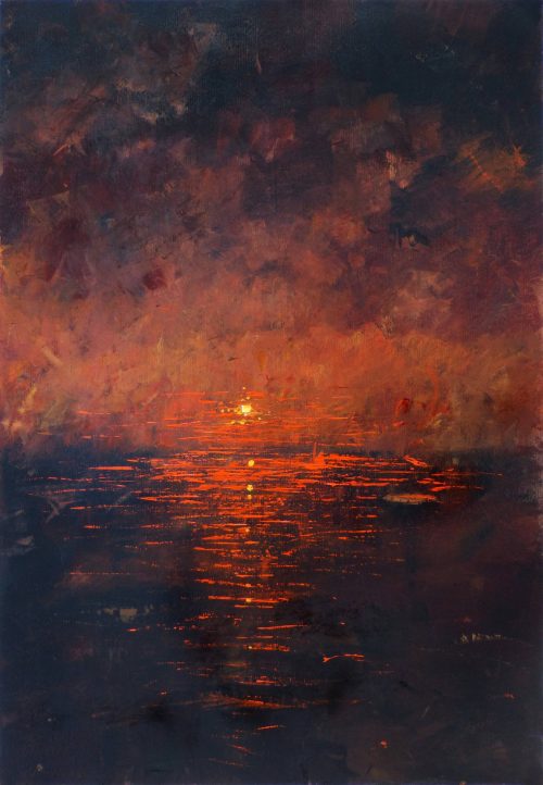 Black Sunset Painting by Alessandro Piras