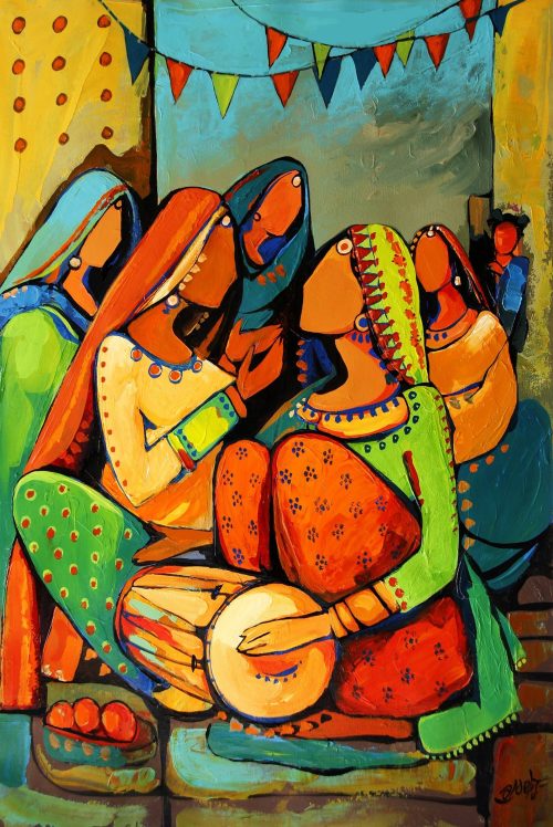 Punjabi Painting - Shaguna Di Raat Artwork