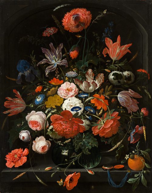 Flowers in a Glass Vase (C.1670) by Abraham Mignon