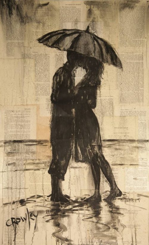 Beach lovers (umbrella kiss) by Darren Crowley