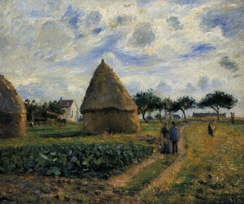 Peasants and Hay Stacks (1878) by Camille Pissarro