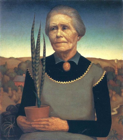 Woman with Plants (1929) by Grant Wood