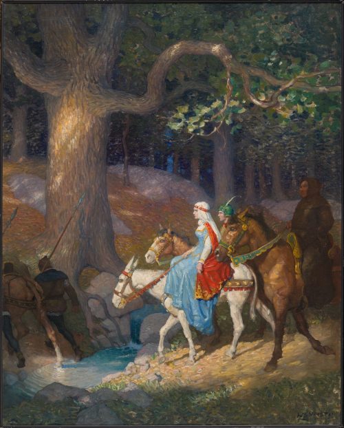 Robin and His Mother Go to Nottingham Fair (1917) by N.C. Wyeth