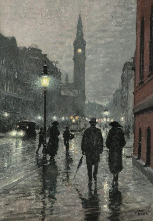 The Vester Voldgade in Copenhagen by night - Paul Fischer