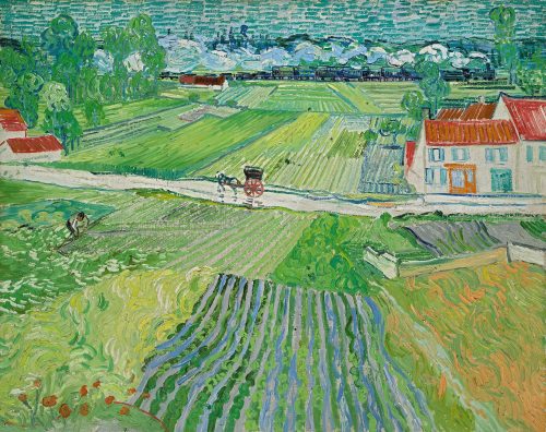 Landscape with a Carriage and a Train (1890) by Vincent van Gogh