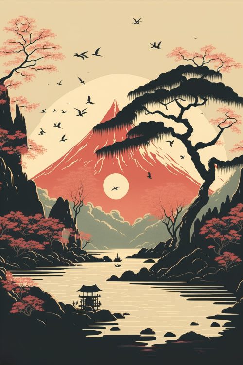 Vintage Mountain View Sticker by Digital Mindscape
