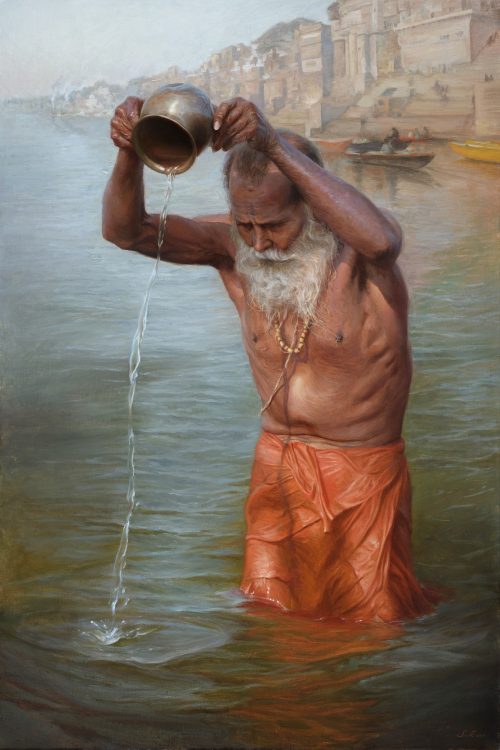 Worship of Mother Ganga (2021) by Pavel Sokov
